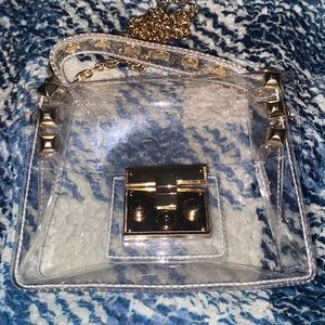 Clear Small Purse with Golden Details